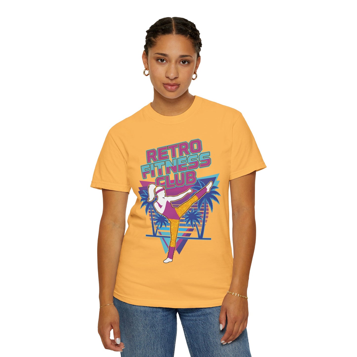 Retro Fitness Club High Kick 80s Tee | Vintage Aerobics Shirt Women