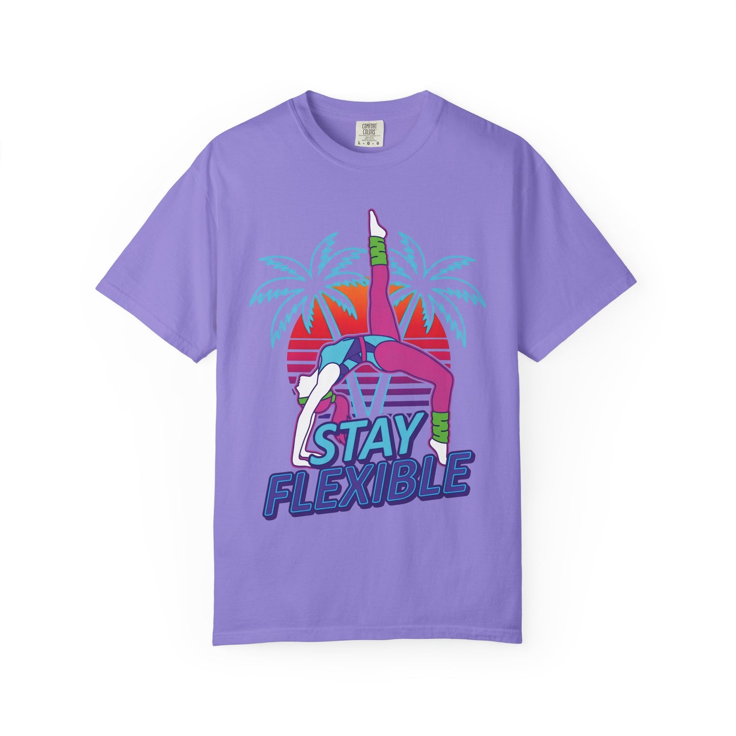 Stay Flexible Retro 80s Backbend Graphic Tee | Vintage Workout Shirt Women