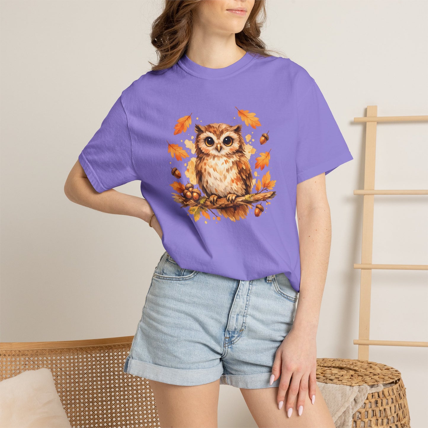 Watercolor Owl Graphic Tee | Autumn Wildlife Art Shirt | Owl Lover Gift