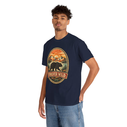 Grizzly Bear Forever Wild Badge Tee | Vintage National Park Shirt | Nature Lover Gift