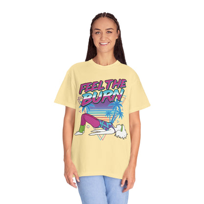 Feel the Burn Neon 80s Aerobics Graphic Tee | Retro Workout Shirt Women
