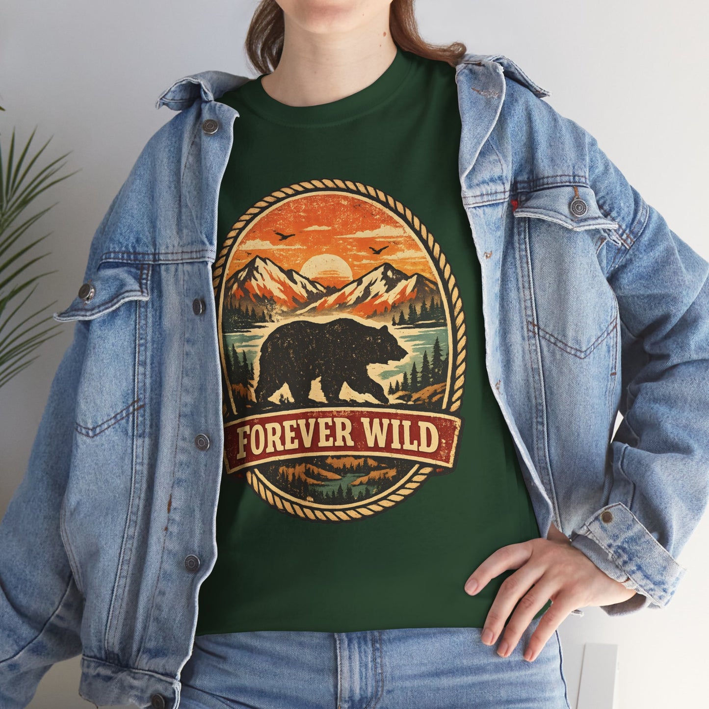 Grizzly Bear Forever Wild Badge Tee | Vintage National Park Shirt | Nature Lover Gift