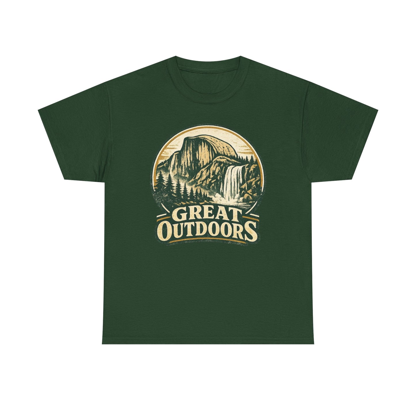 Great Outdoors Retro Badge Tee | Yosemite Half Dome Graphic Shirt | Camping Gift