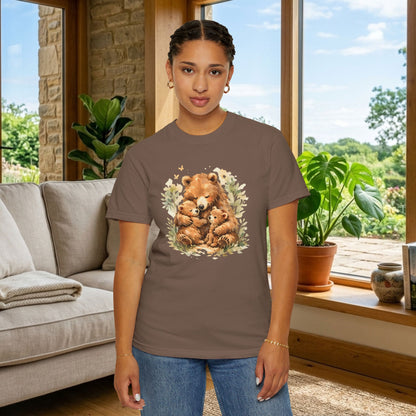 Mother Bear and Cubs Watercolor Tee | Wildlife Art Shirt | Mother Nature Gift | Unisex
