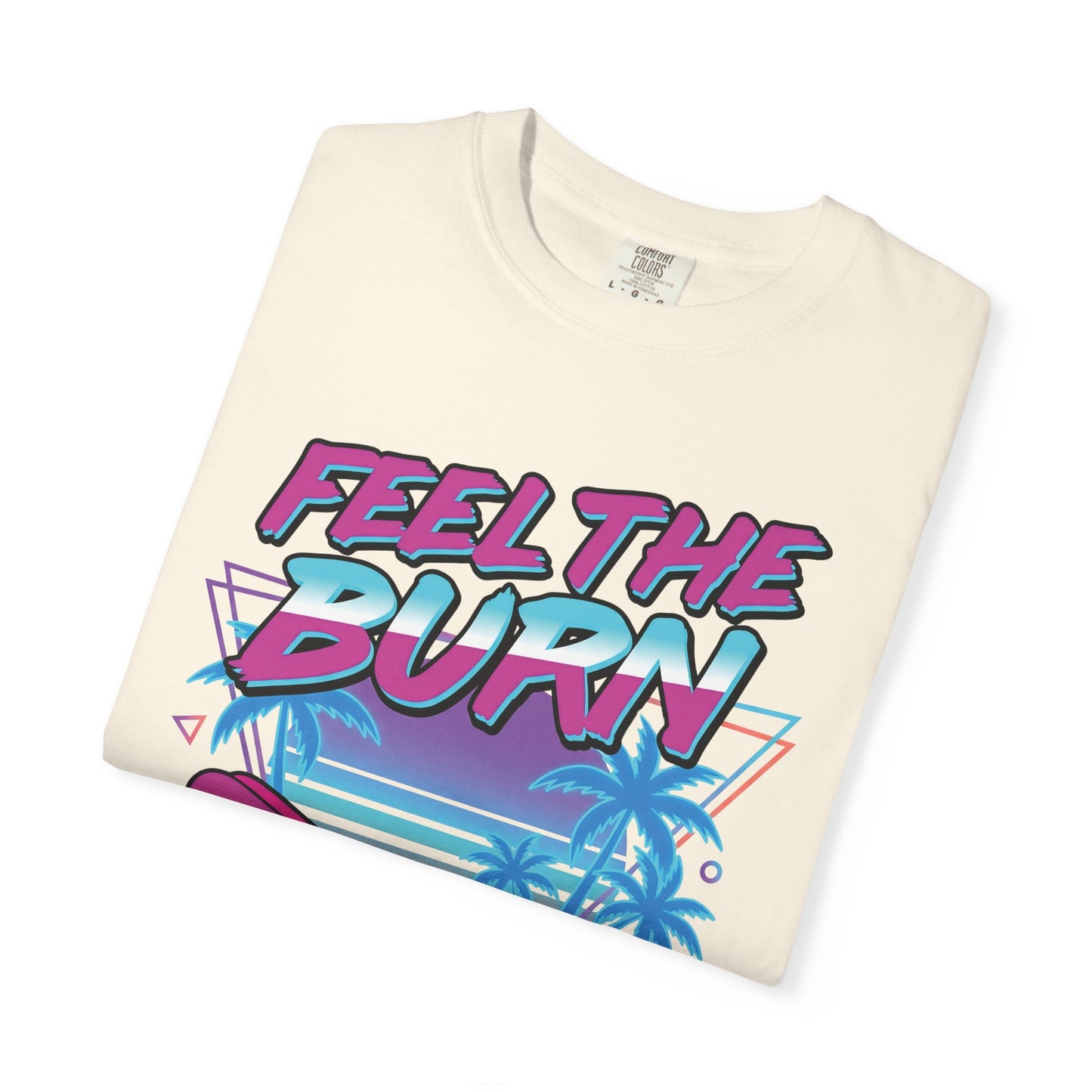 Feel the Burn Neon 80s Aerobics Graphic Tee | Retro Workout Shirt Women