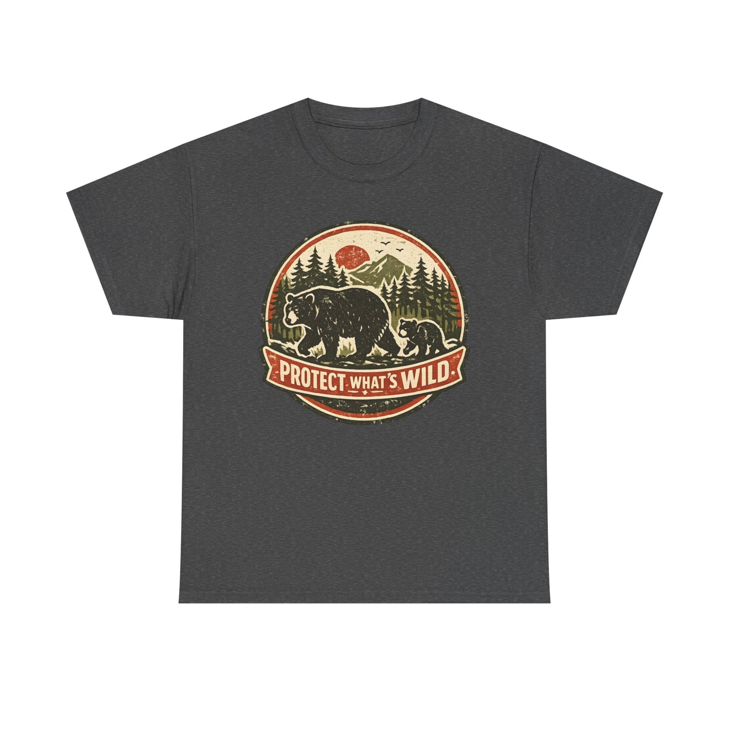 Bear and Cub Retro Badge Tee | Protect What's Wild | Wildlife Lover Gift | Unisex