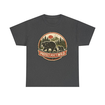 Bear and Cub Retro Badge Tee | Protect What's Wild | Wildlife Lover Gift | Unisex