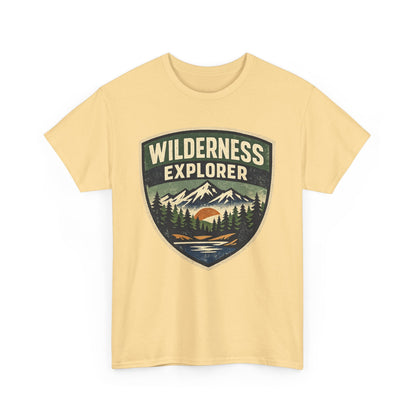 Wilderness Explorer Shield badge Tee | Retro Outdoor Adventure design | Hiking