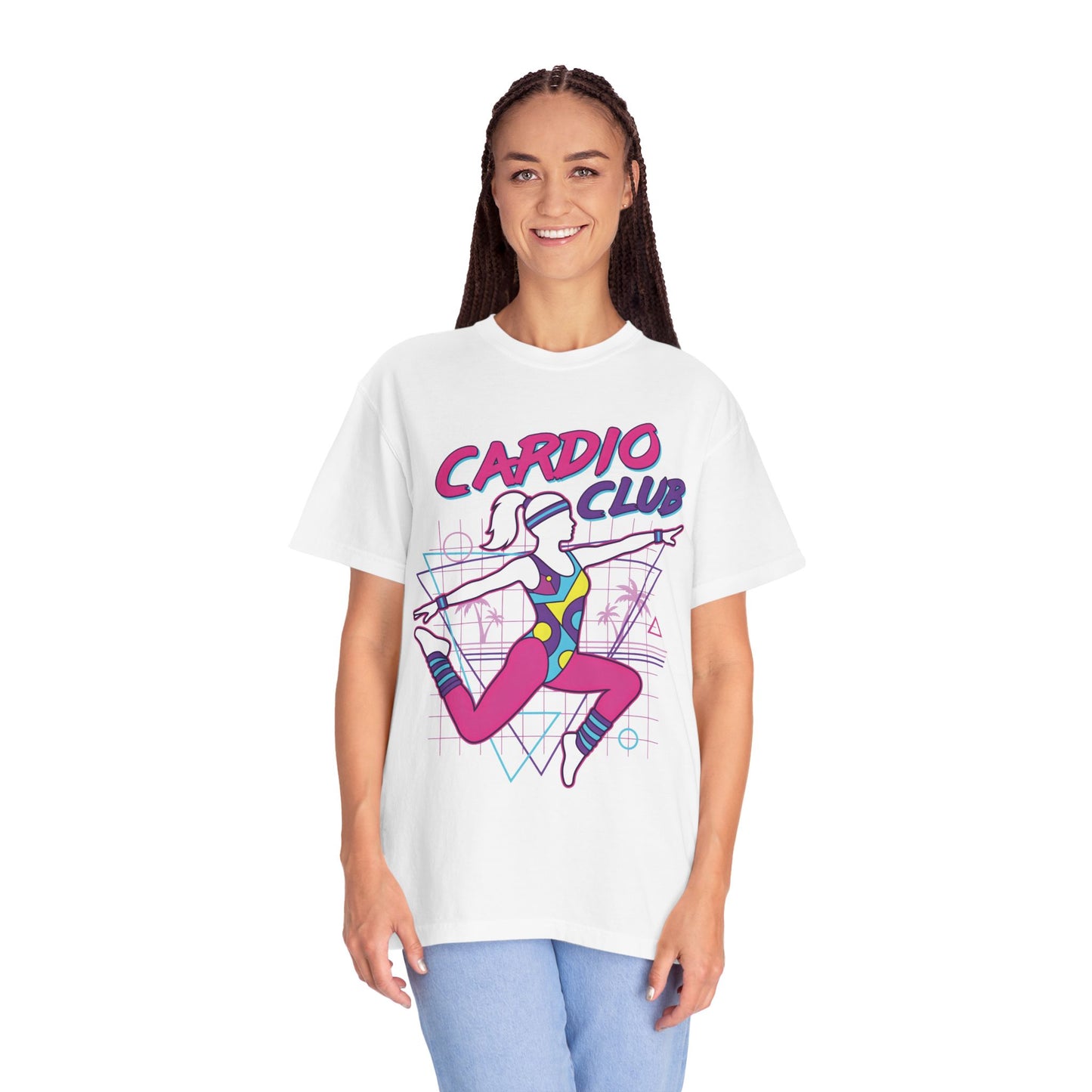 Cardio Club Retro 80s Grid Aerobics Graphic Tee | Vintage Gym Shirt Women