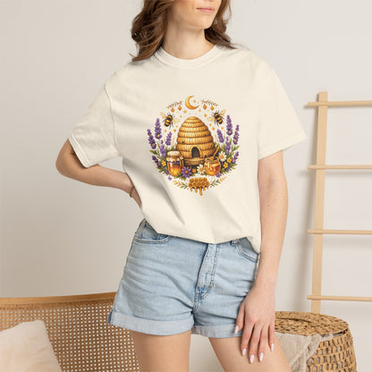 Beehive Honey and Lavender Tee | Vintage Nature Art Shirt | Botanical Garden Gift