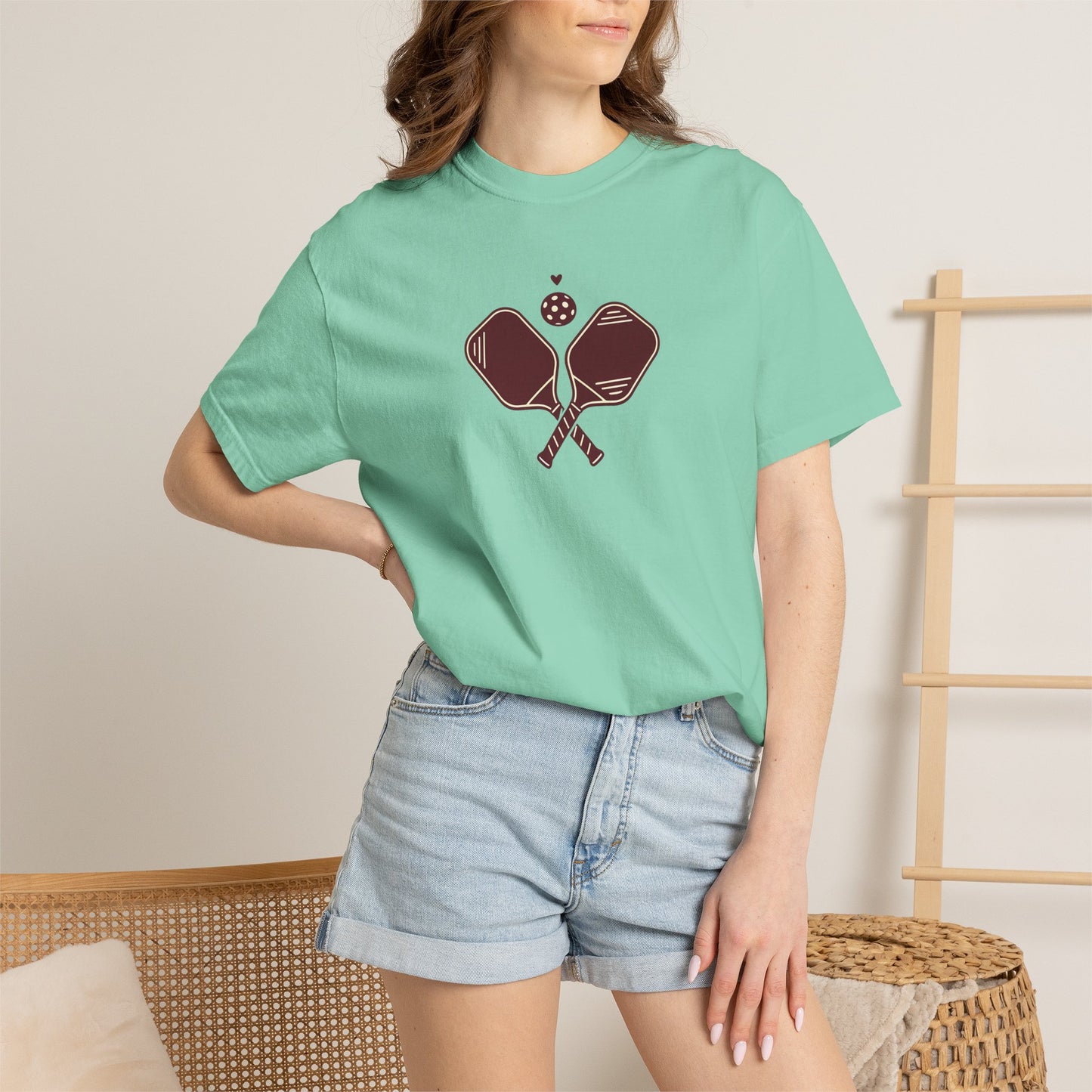 Pickleball Heart Icon Tee Pickler Love Minimalist Graphic Unisex Shirt