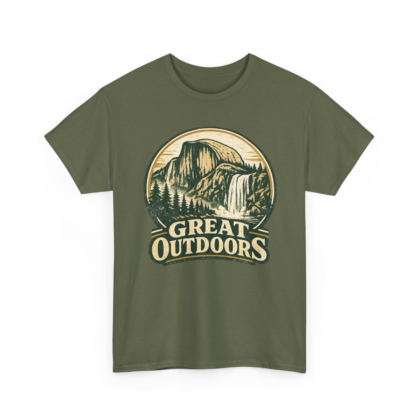 Great Outdoors Retro Badge Tee | Yosemite Half Dome Graphic Shirt | Camping Gift