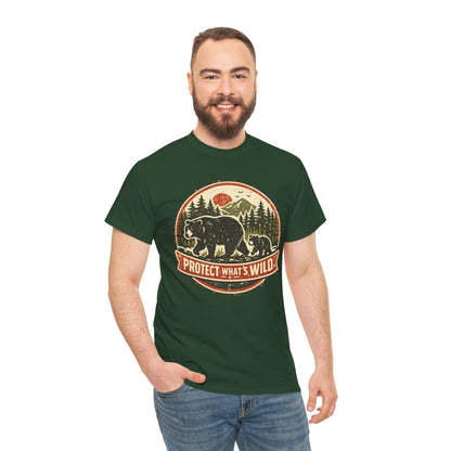 Bear and Cub Retro Badge Tee | Protect What's Wild | Wildlife Lover Gift | Unisex