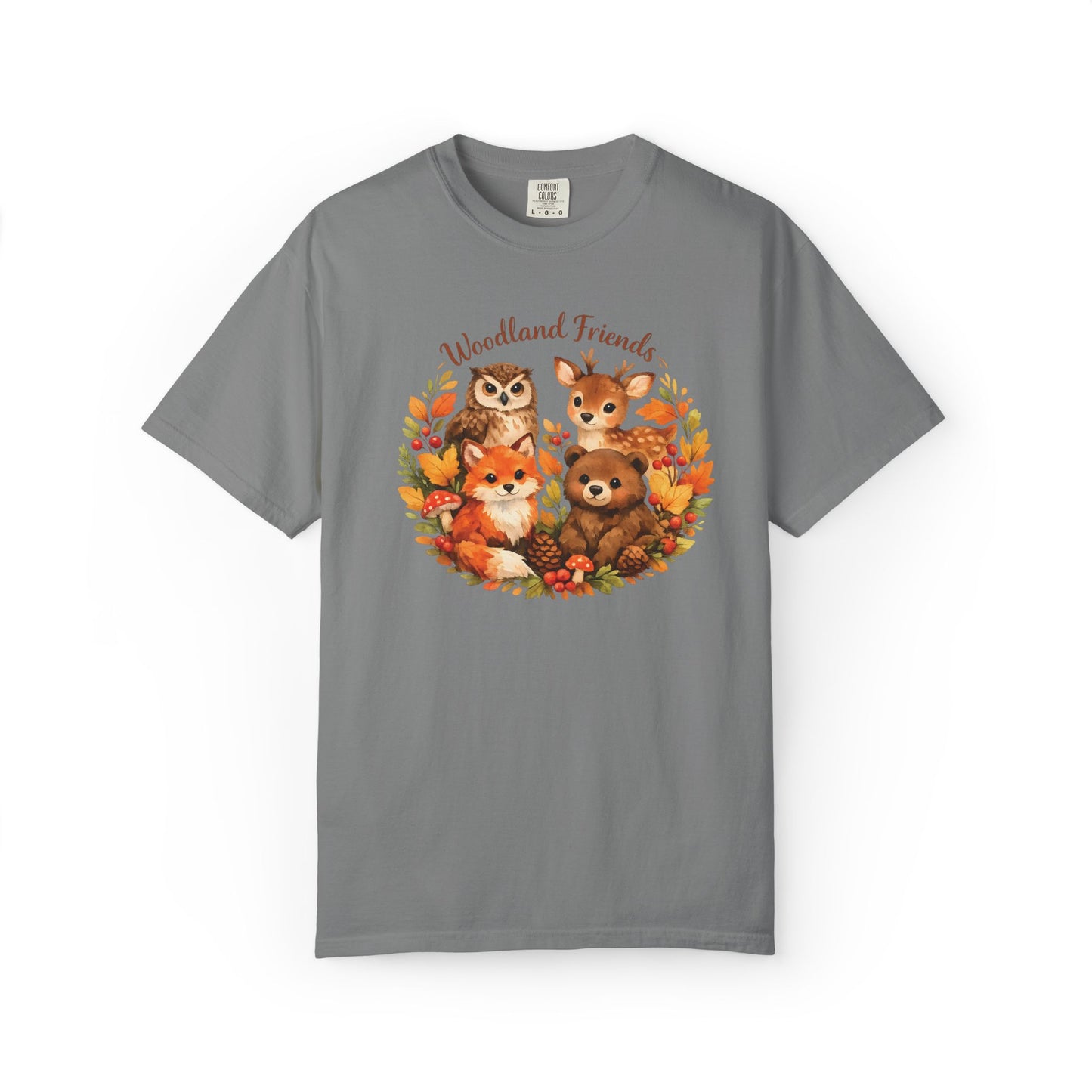 Woodland Friends Badge Watercolor Tee | Fox Bear Deer Owl Shirt | Nature Lover Gift