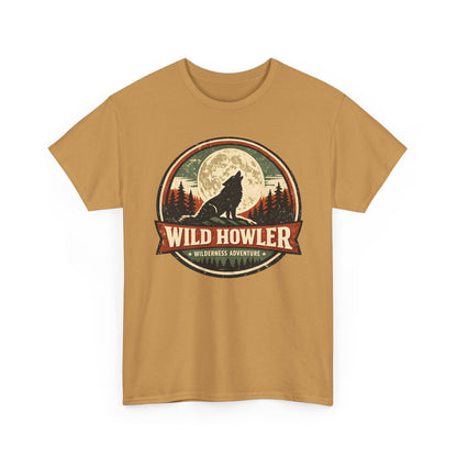 Howling Wolf Vintage Badge Tee | Full Moon Wilderness Shirt | Nature Lover Gift