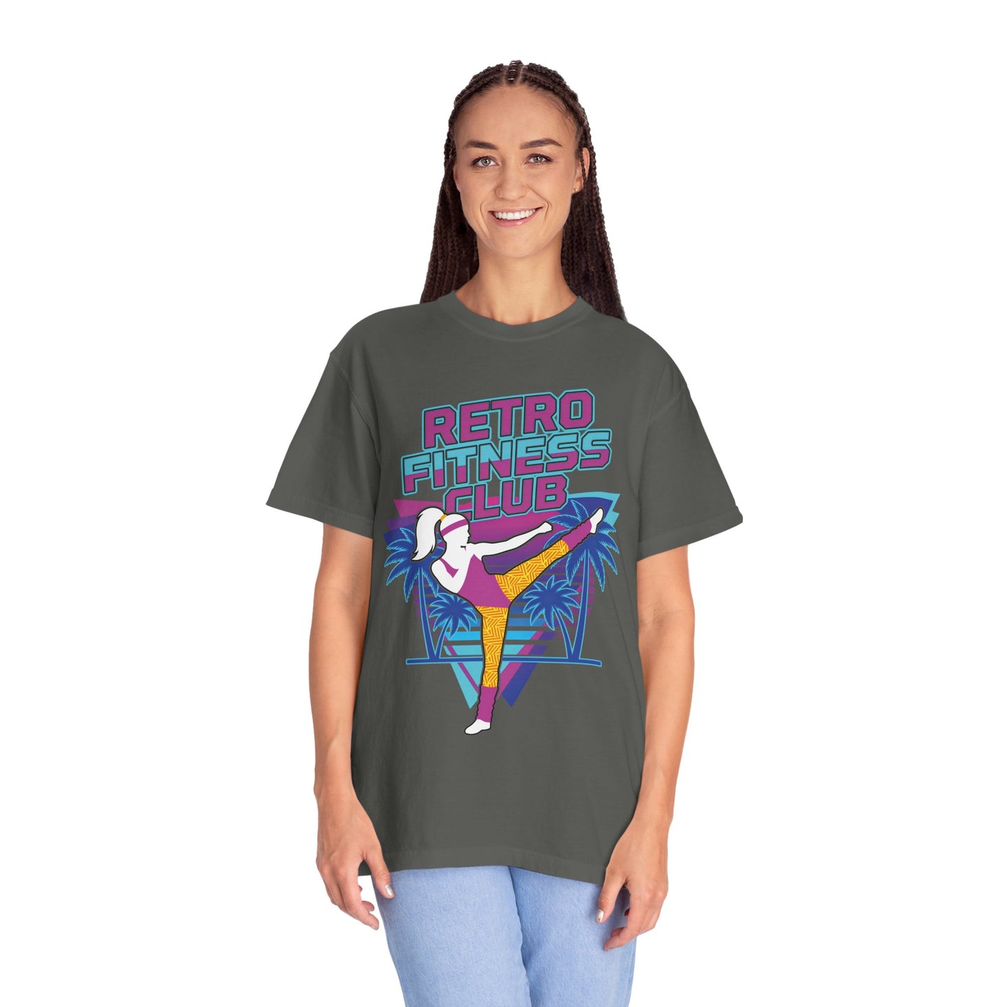 Retro Fitness Club High Kick 80s Tee | Vintage Aerobics Shirt Women