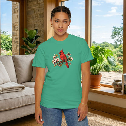 Cardinal Botanical Tee | Vintage Bird Art Shirt | Bird Watcher Gift