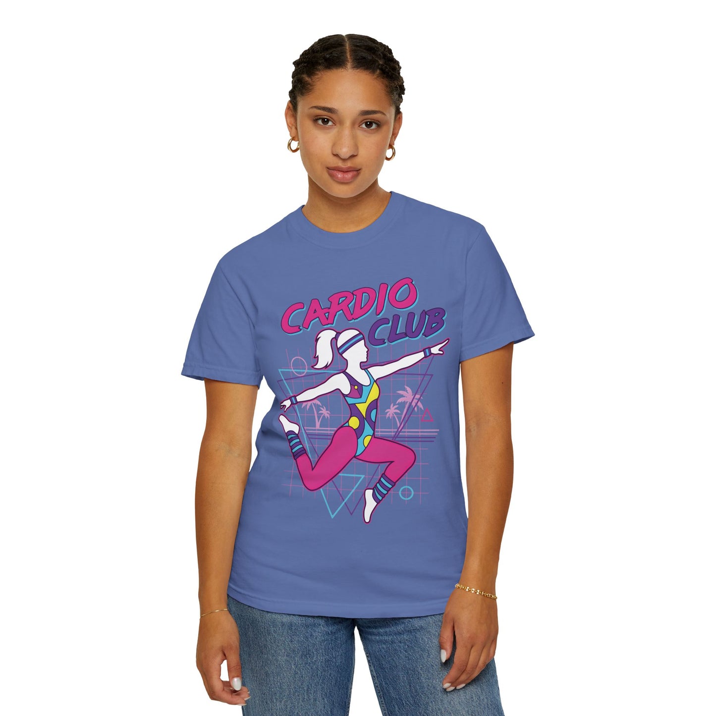 Cardio Club Retro 80s Grid Aerobics Graphic Tee | Vintage Gym Shirt Women