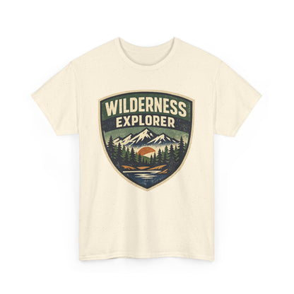 Wilderness Explorer Shield badge Tee | Retro Outdoor Adventure design | Hiking