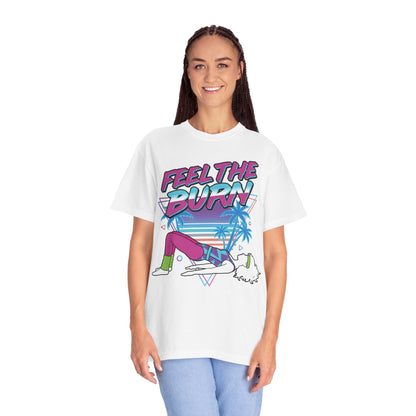 Feel the Burn Neon 80s Aerobics Graphic Tee | Retro Workout Shirt Women