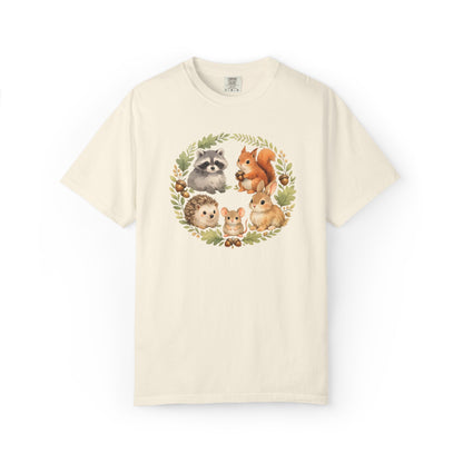 Woodland Animals Circle Watercolor Tee | Forest Creature Gift Shirt | Nature Lover
