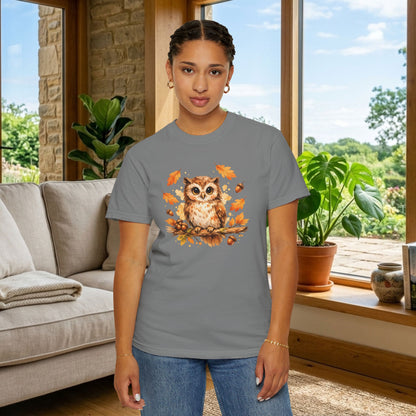 Watercolor Owl Graphic Tee | Autumn Wildlife Art Shirt | Owl Lover Gift