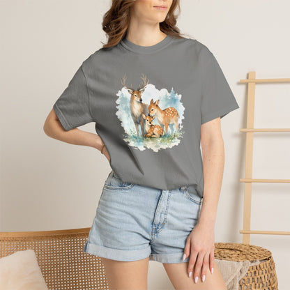 Watercolor Deer Family Tee | Forest Wildlife Art Shirt | Nature Lover Gift | Unisex
