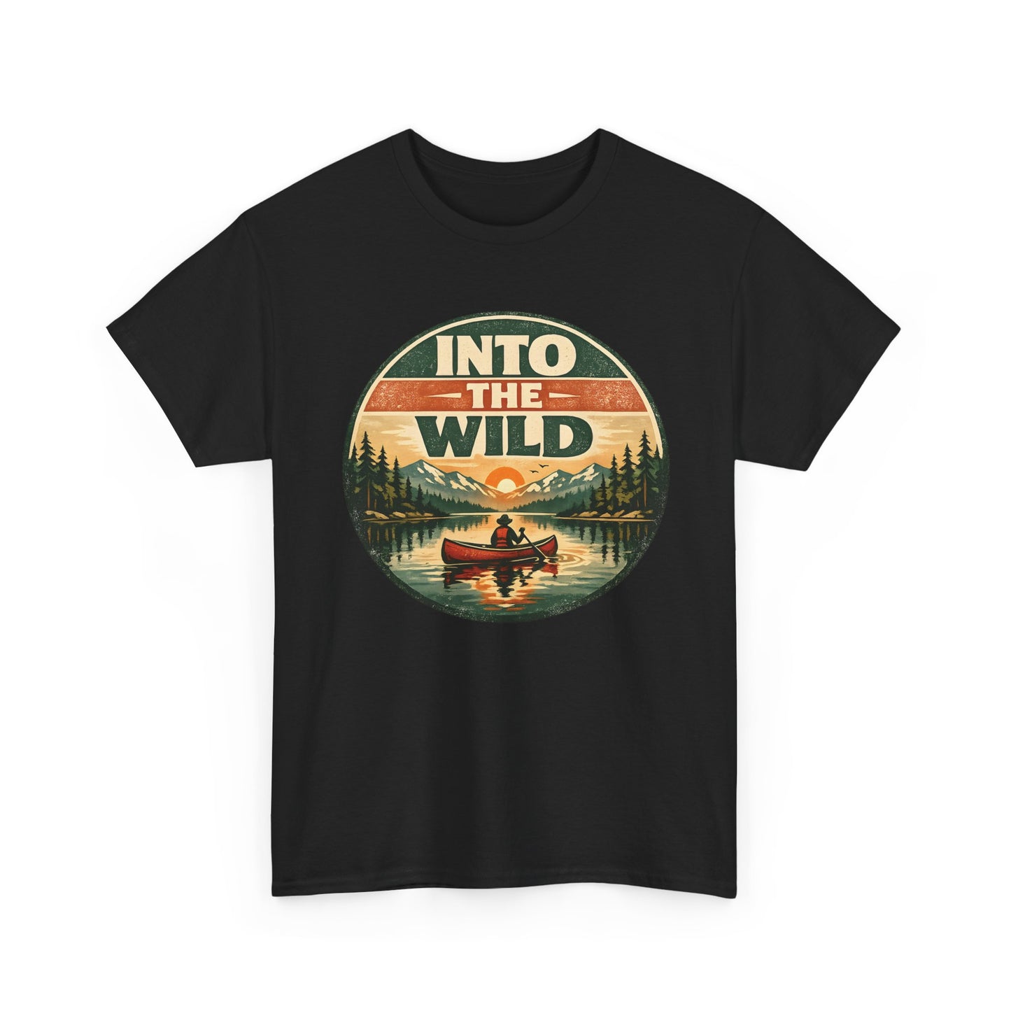Into the Wild Canoe Badge Tee | Vintage Outdoor Graphic Shirt | Camping Adventure Gift