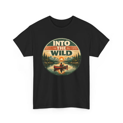 Into the Wild Canoe Badge Tee | Vintage Outdoor Graphic Shirt | Camping Adventure Gift