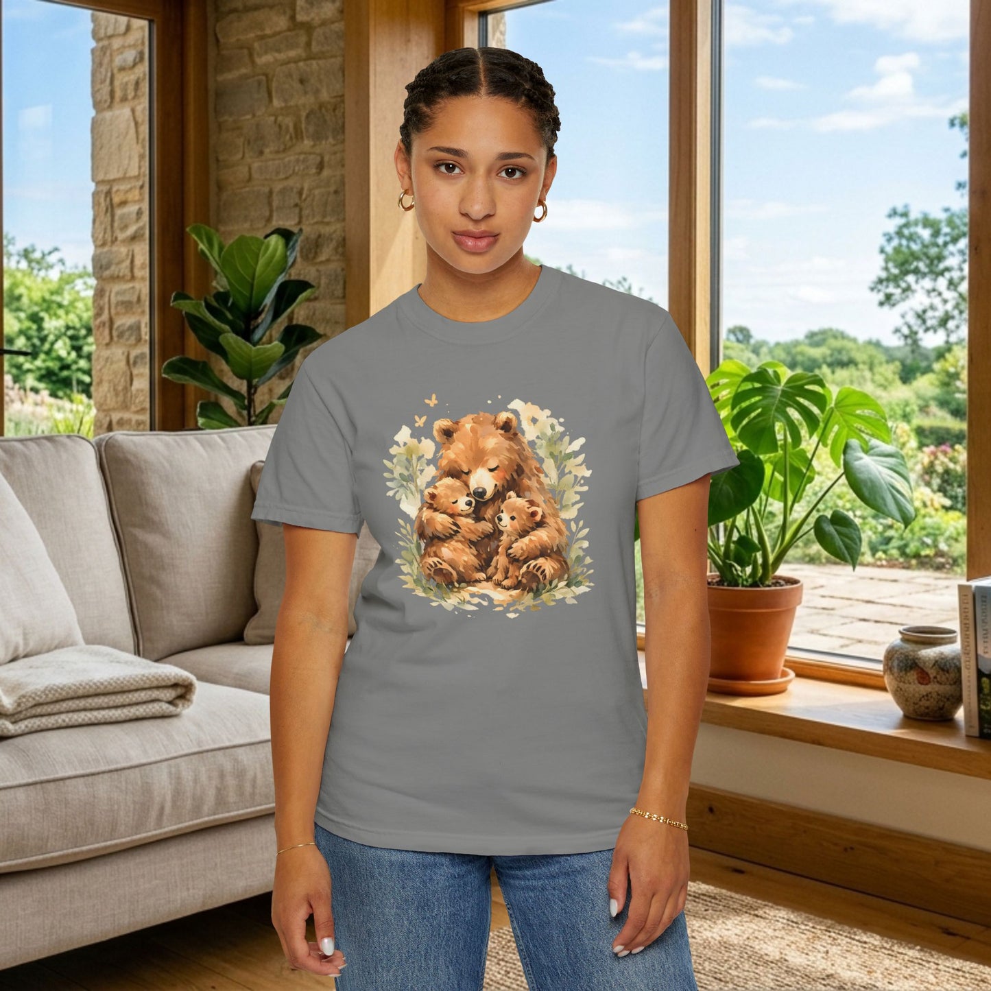 Mother Bear and Cubs Watercolor Tee | Wildlife Art Shirt | Mother Nature Gift | Unisex