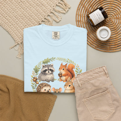Woodland Animals Circle Watercolor Tee | Forest Creature Gift Shirt | Nature Lover
