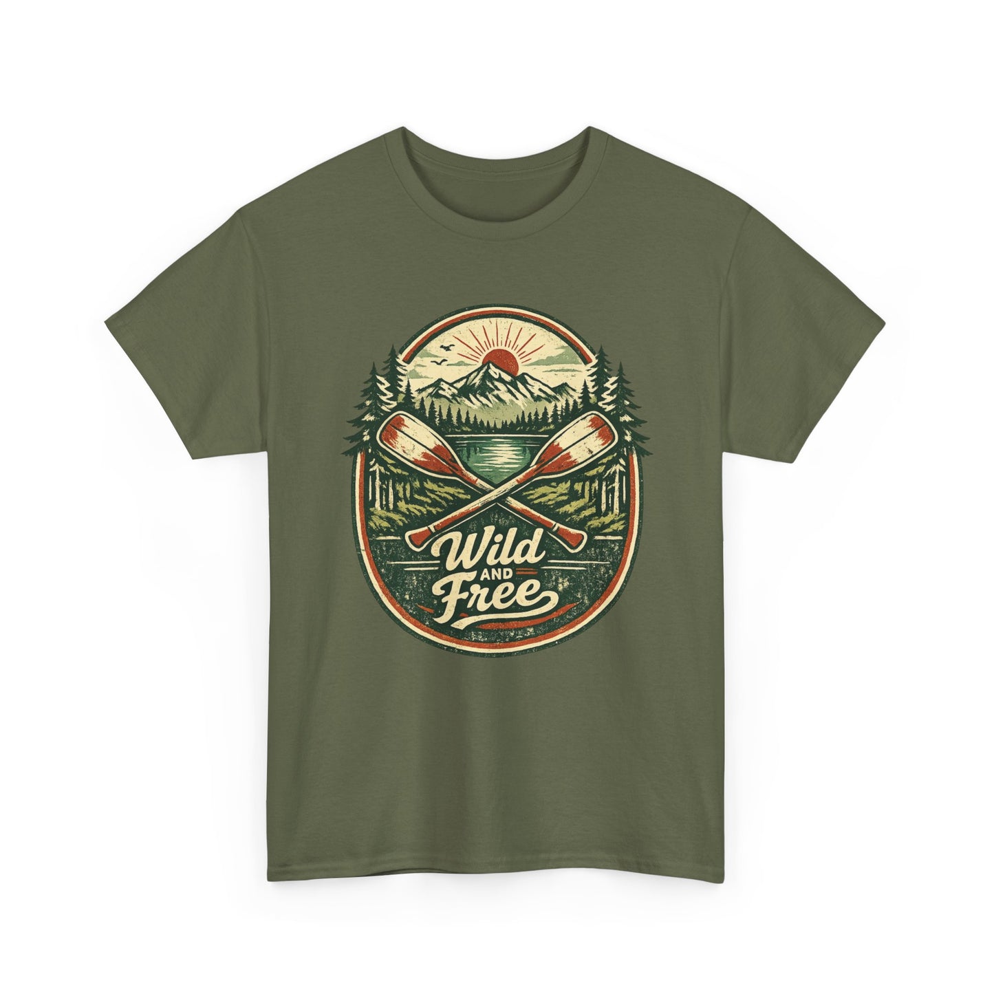 Wild and Free Badge Tee | Vintage Adventure Shirt | Outdoor Explorer Gift