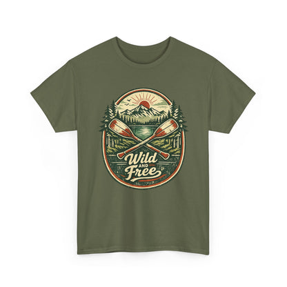 Wild and Free Badge Tee | Vintage Adventure Shirt | Outdoor Explorer Gift