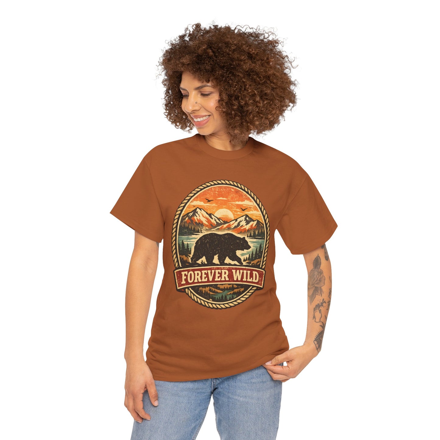 Grizzly Bear Forever Wild Badge Tee | Vintage National Park Shirt | Nature Lover Gift