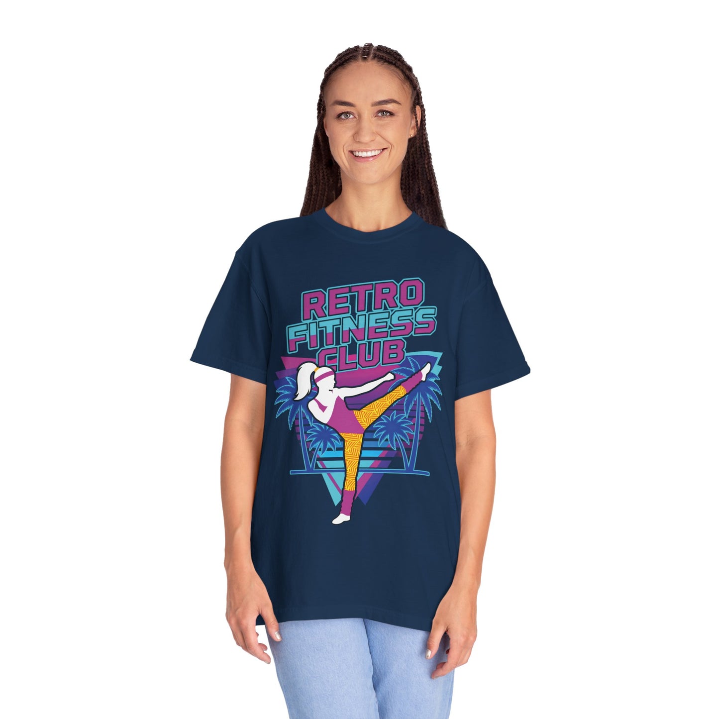 Retro Fitness Club High Kick 80s Tee | Vintage Aerobics Shirt Women