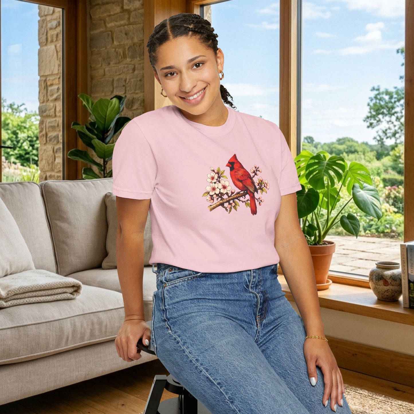 Cardinal Botanical Tee | Vintage Bird Art Shirt | Bird Watcher Gift