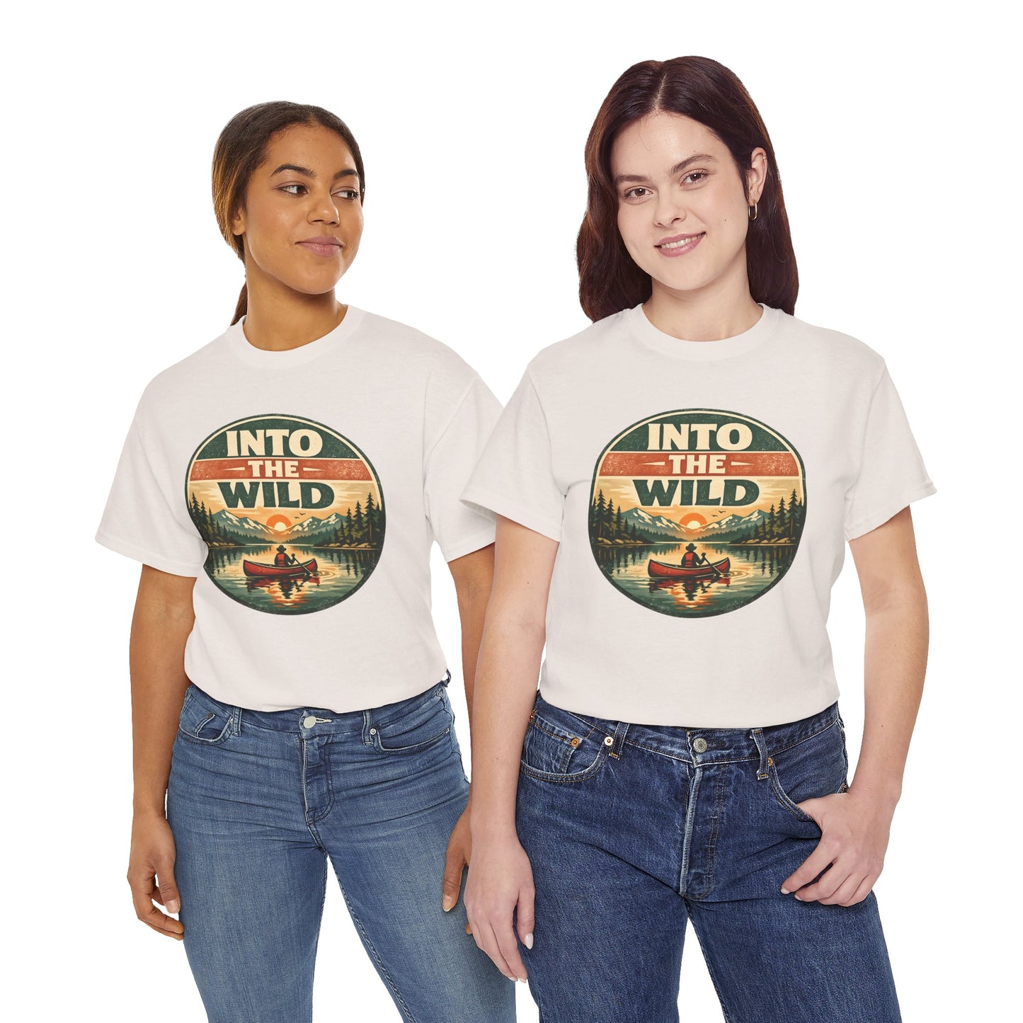 Into the Wild Canoe Badge Tee | Vintage Outdoor Graphic Shirt | Camping Adventure Gift