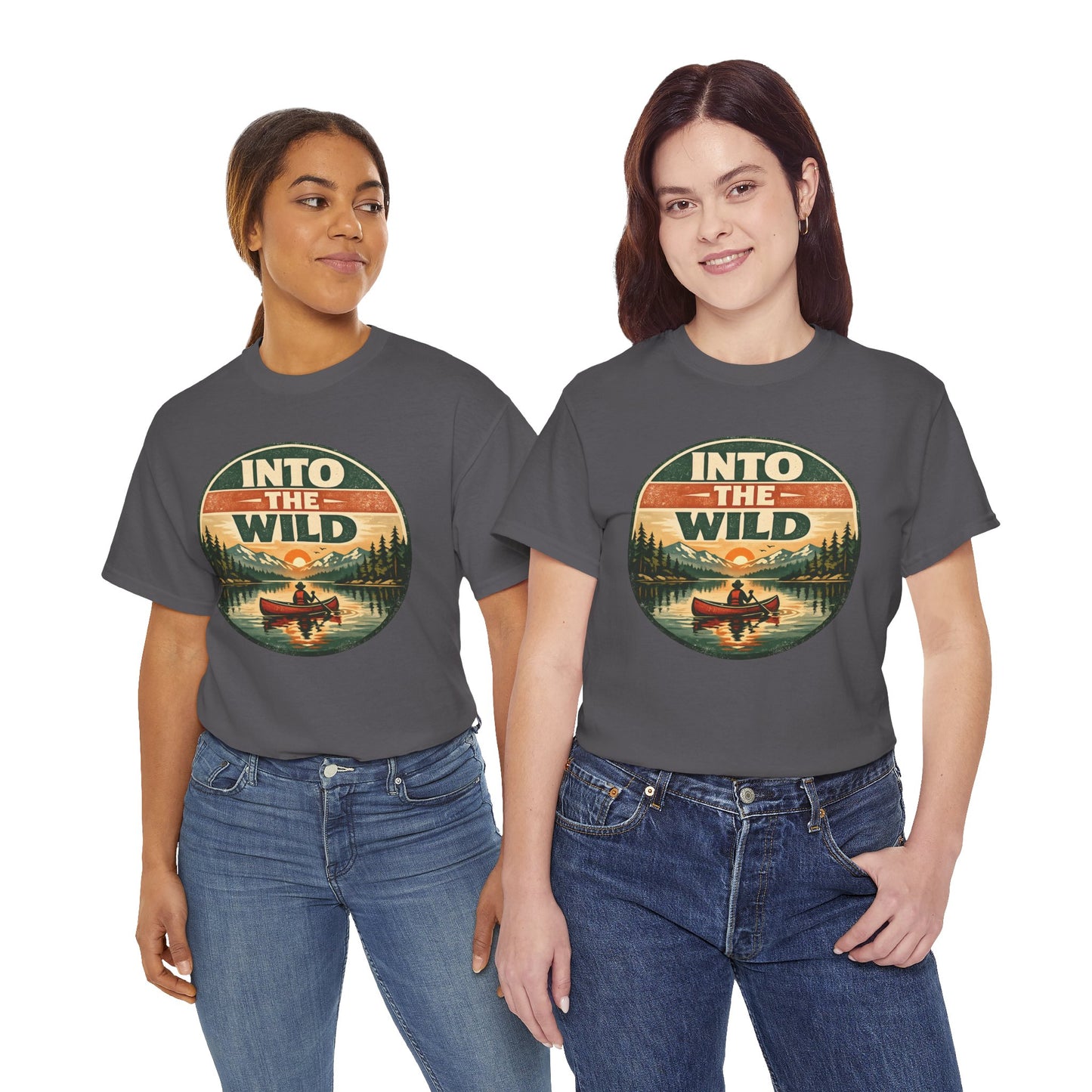 Into the Wild Canoe Badge Tee | Vintage Outdoor Graphic Shirt | Camping Adventure Gift
