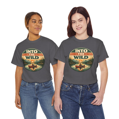 Into the Wild Canoe Badge Tee | Vintage Outdoor Graphic Shirt | Camping Adventure Gift