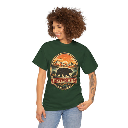 Grizzly Bear Forever Wild Badge Tee | Vintage National Park Shirt | Nature Lover Gift