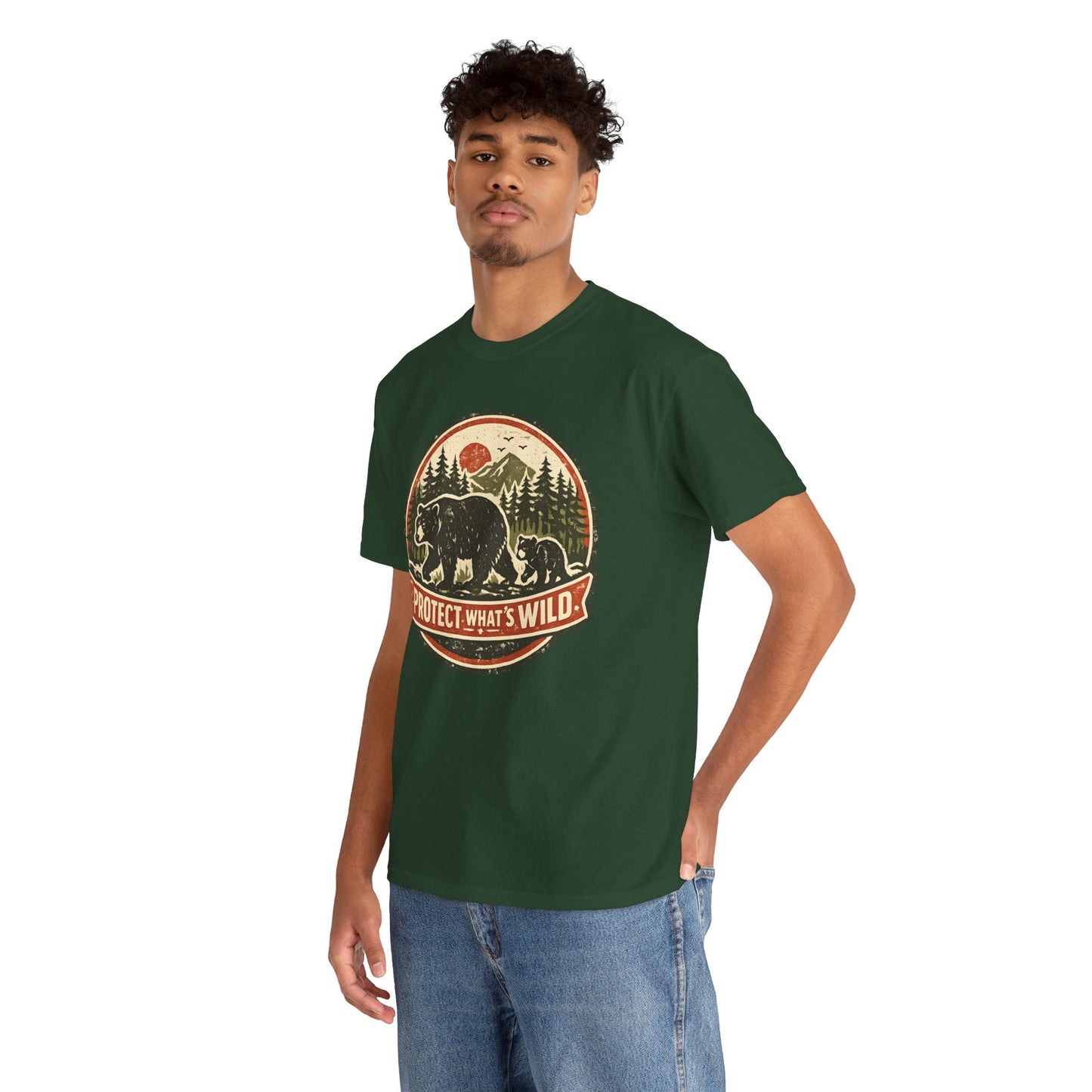 Bear and Cub Retro Badge Tee | Protect What's Wild | Wildlife Lover Gift | Unisex