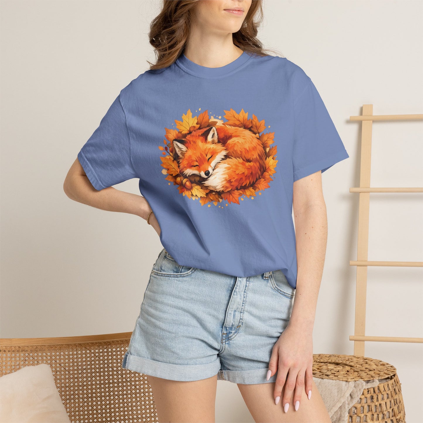 Sleeping Fox Watercolor Graphic Tee | Cozy Woodland Animal Shirt | Nature Lover Gift