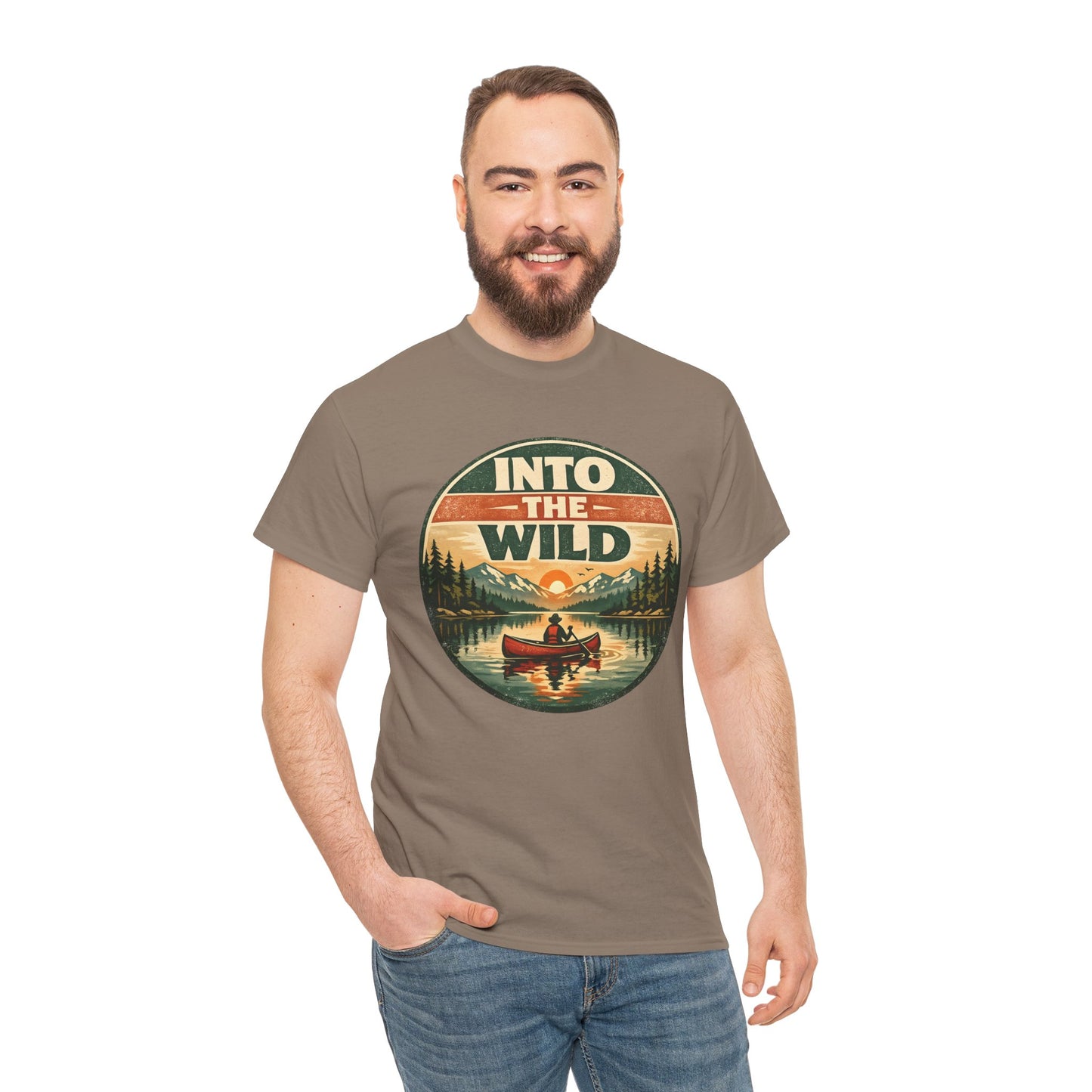 Into the Wild Canoe Badge Tee | Vintage Outdoor Graphic Shirt | Camping Adventure Gift