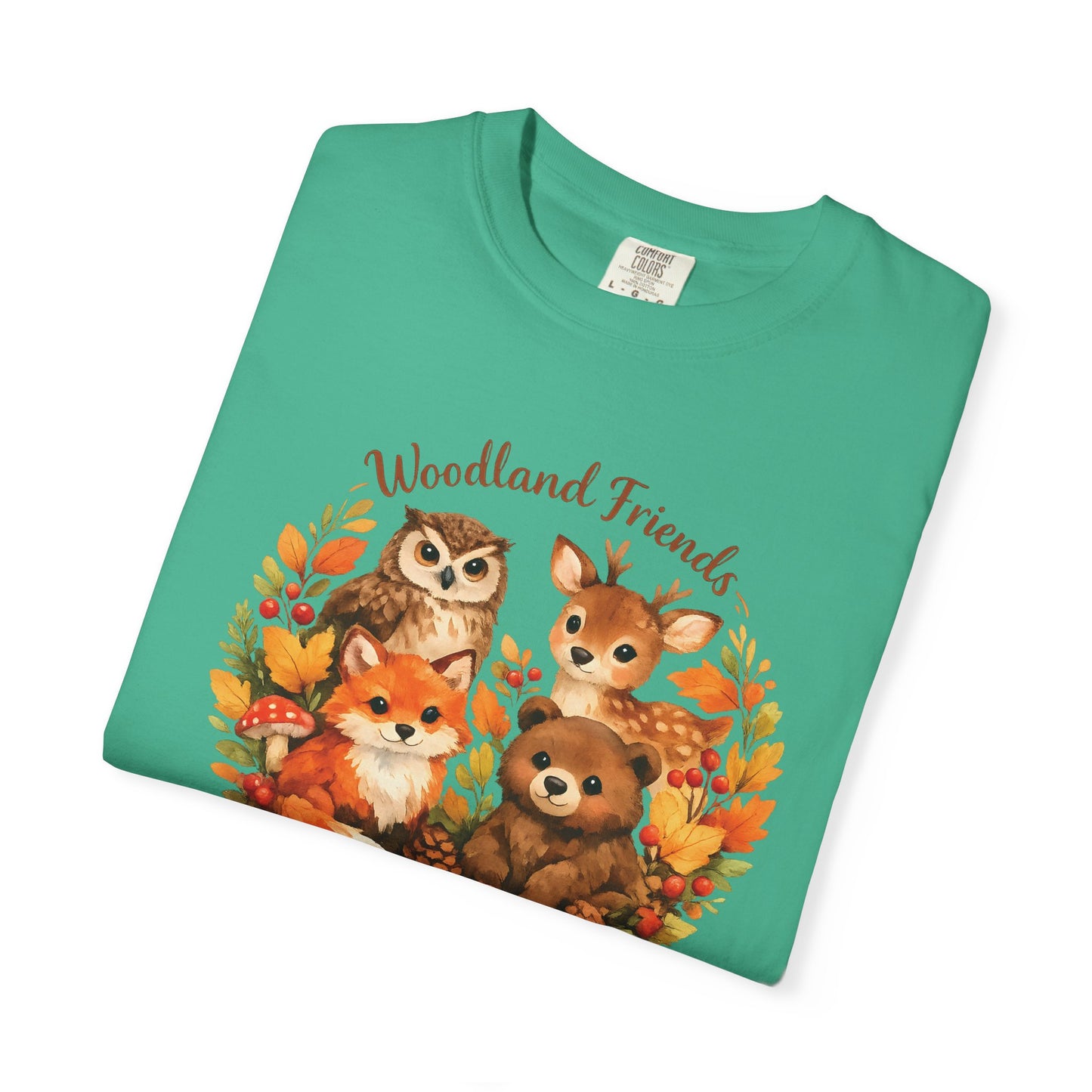 Woodland Friends Badge Watercolor Tee | Fox Bear Deer Owl Shirt | Nature Lover Gift