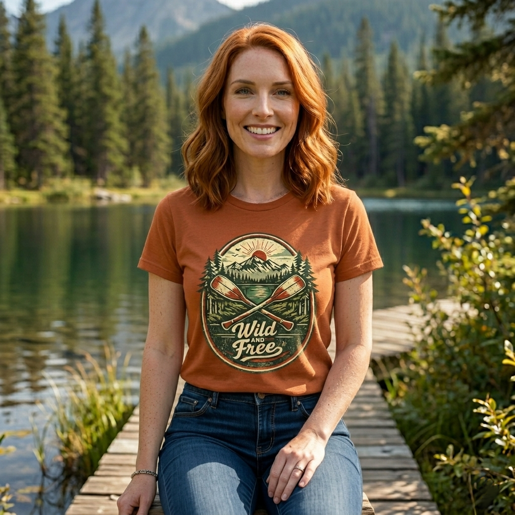 Wild and Free Badge Tee | Vintage Adventure Shirt | Outdoor Explorer Gift