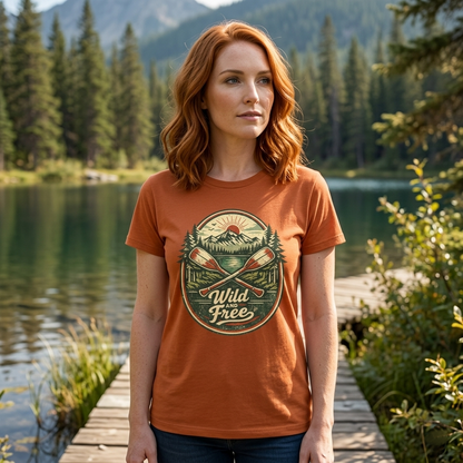 Wild and Free Badge Tee | Vintage Adventure Shirt | Outdoor Explorer Gift