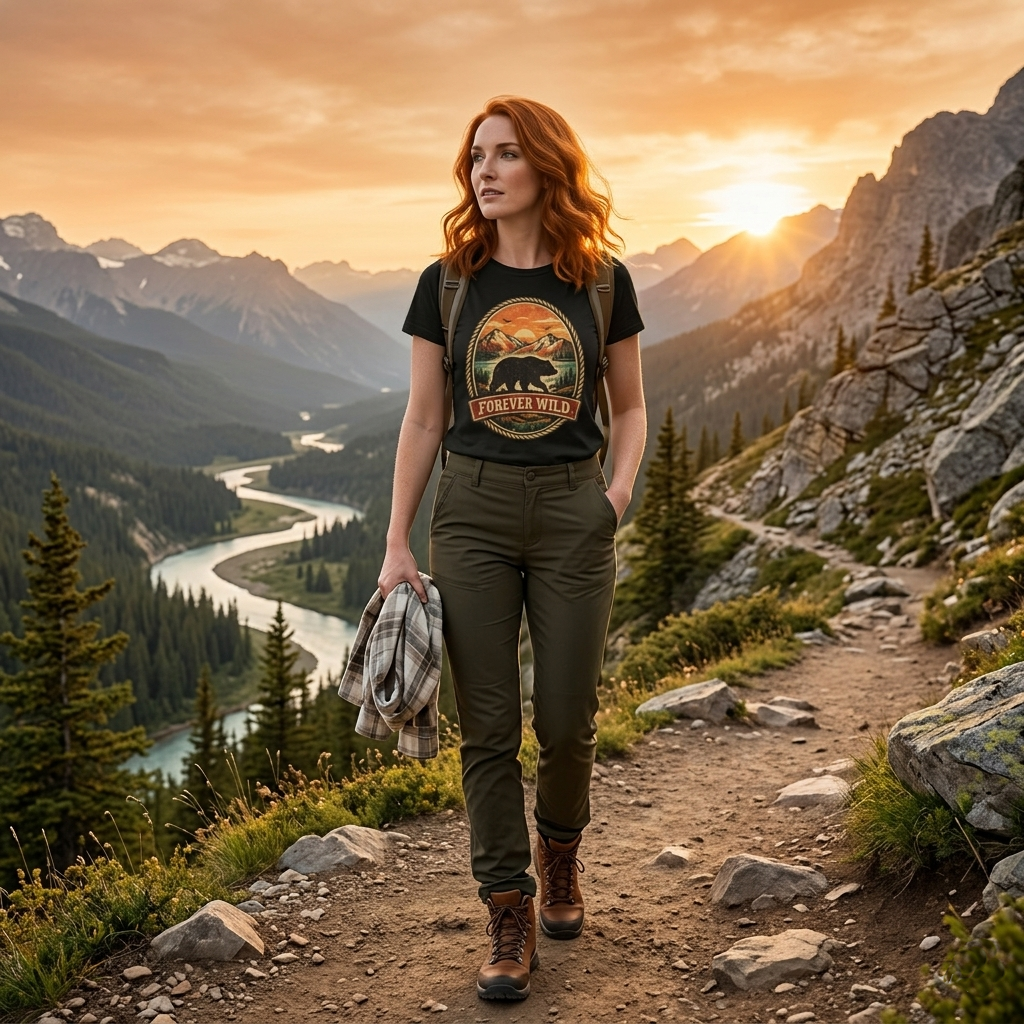 Grizzly Bear Forever Wild Badge Tee | Vintage National Park Shirt | Nature Lover Gift