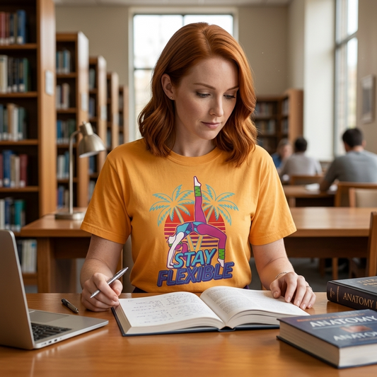 Stay Flexible Retro 80s Backbend Graphic Tee | Vintage Workout Shirt Women