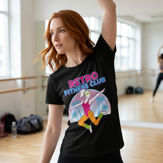 Retro Fitness Club 80s Aerobics Graphic Tee | Vintage Gym Shirt Women