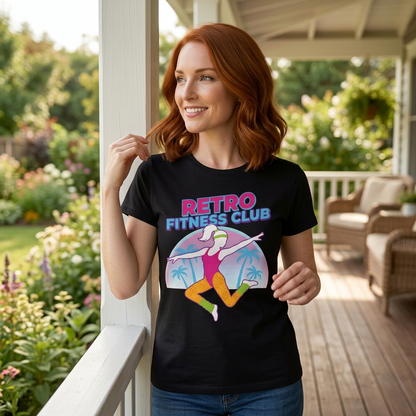 Retro Fitness Club 80s Aerobics Graphic Tee | Vintage Gym Shirt Women
